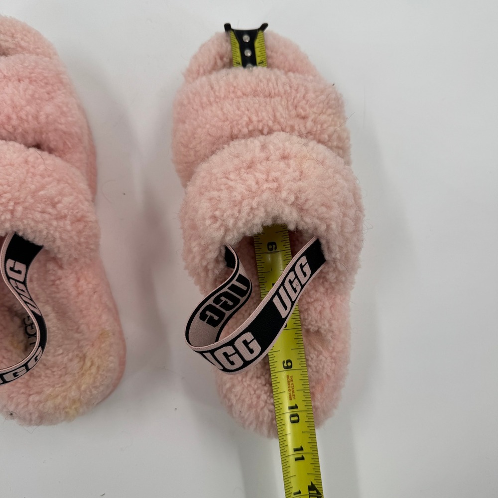 UGG Fluff Yeah Slide Women 9 Pink Sheepskin Platform Slingback Sandal Slippers - Picture 5 of 7